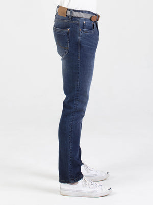 Stretch mens mid wash tapered fit denim jean mish mash