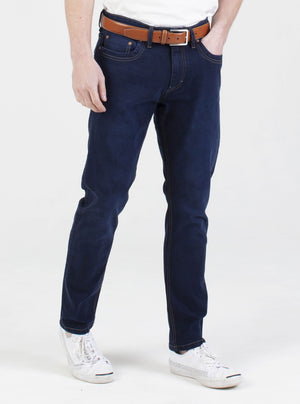 Straight Fit Mid Stretch Alento Navy Jeans