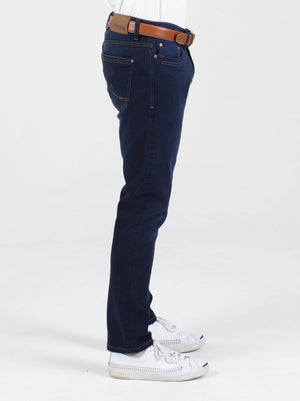 Stretch mens fashion navy tapered fit denim jean mish mash