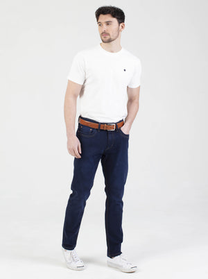 Straight Fit Mid Stretch Alento Navy Jeans