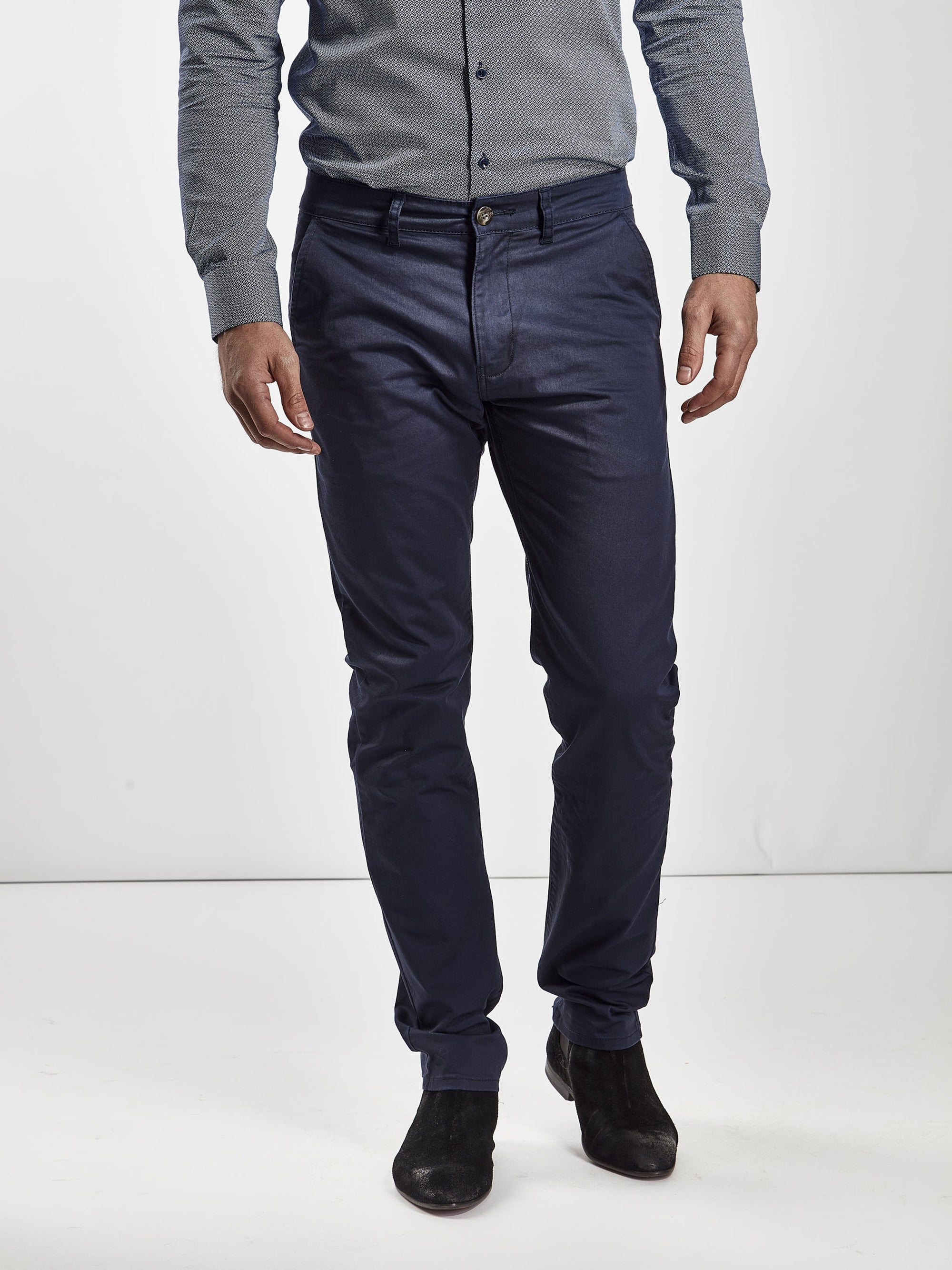 Cotton stretch mens chino trouser cobalt blue mish mash jeans