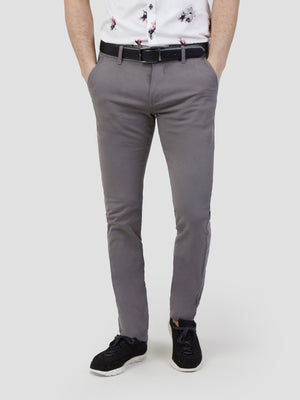 Cotton stretch mens chino trouser charcoal mish mash jeans