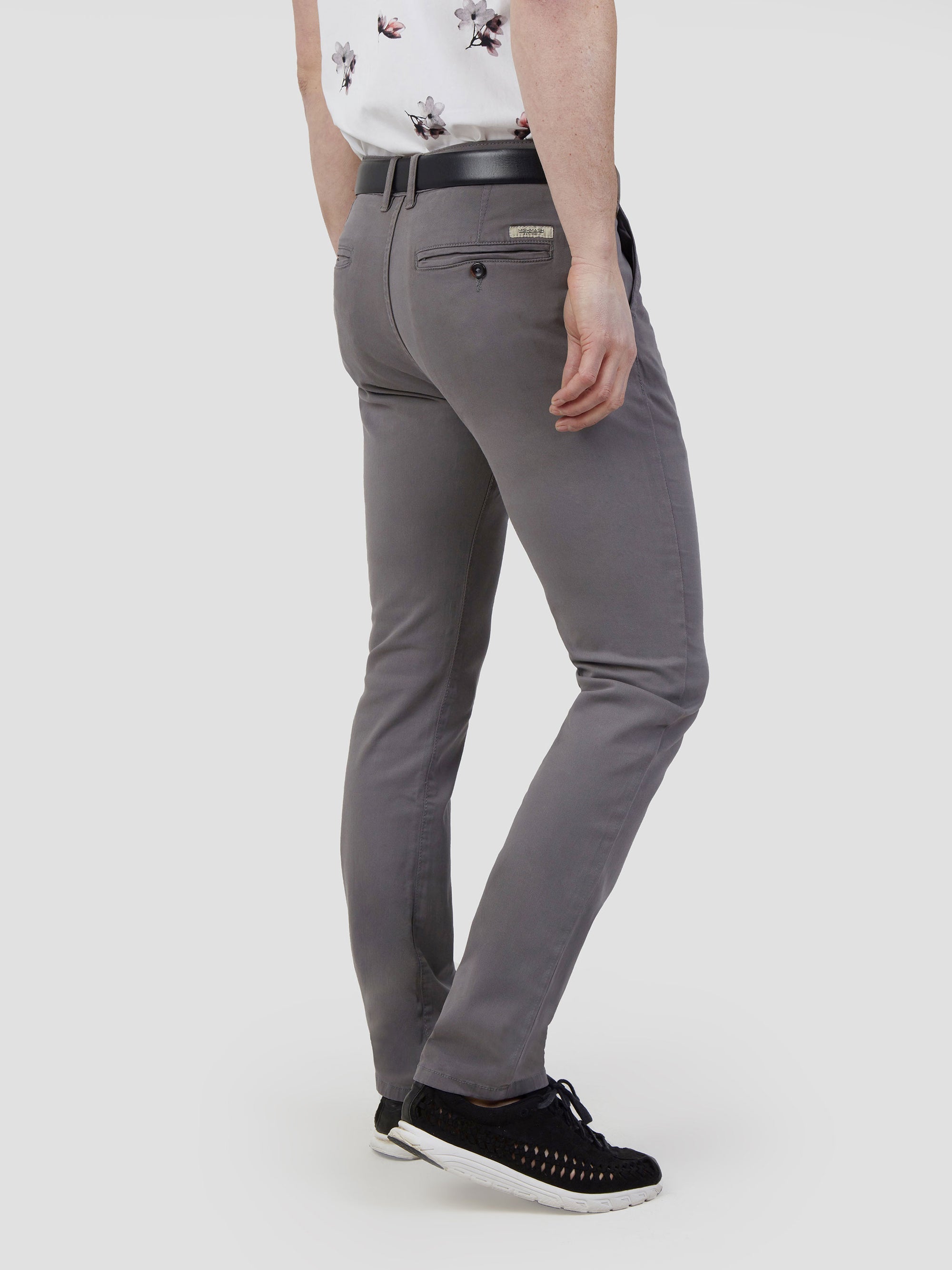Cotton stretch mens chino trouser charcoal mish mash jeans