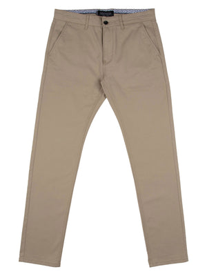 Cotton stretch mens chino trouser stone mish mash jeans