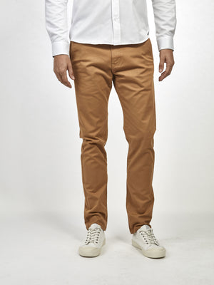 Cotton stretch mens chino trouser tobacco mish mash jeans