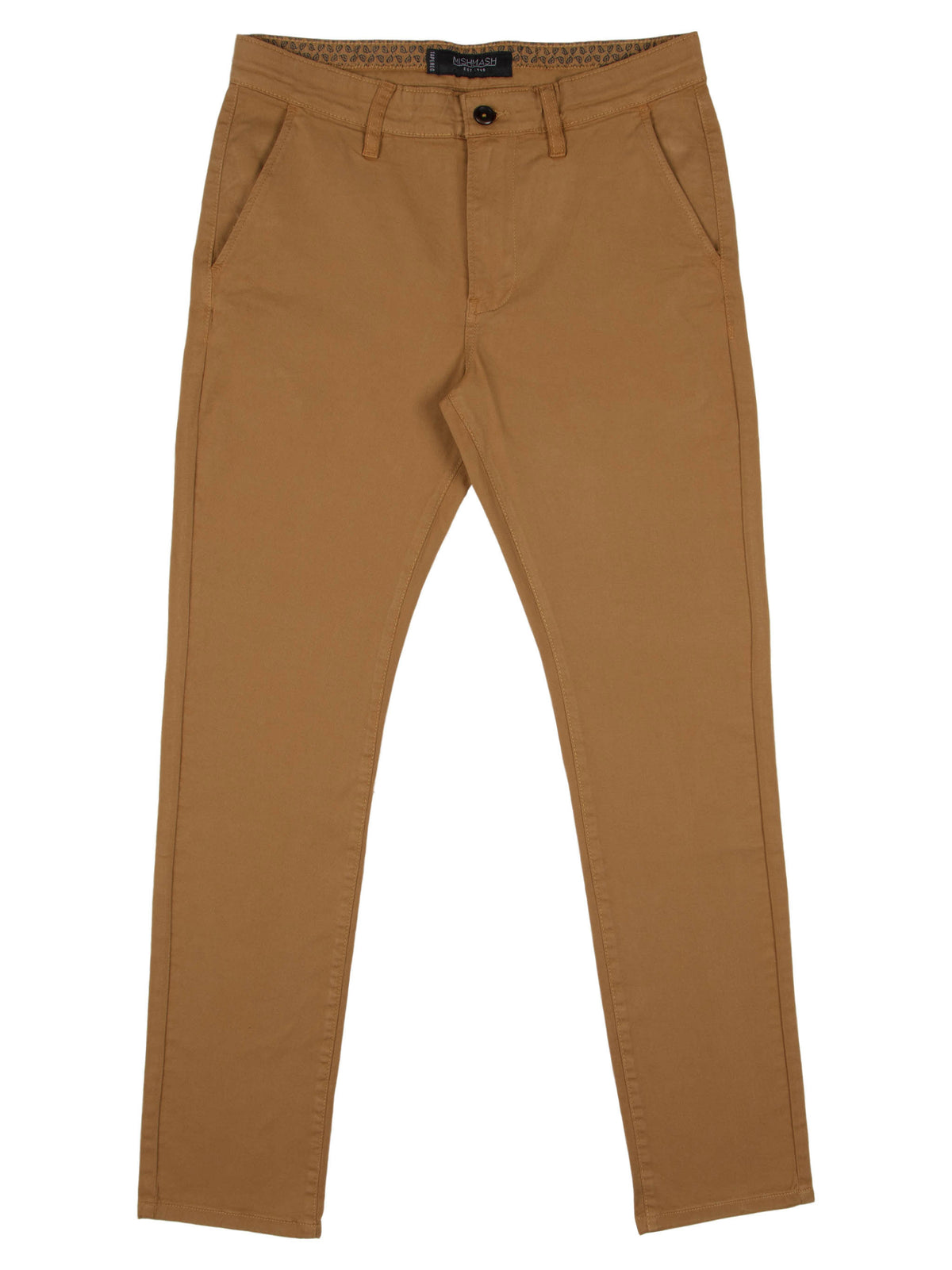 Cotton stretch mens chino trouser tobacco mish mash jeans