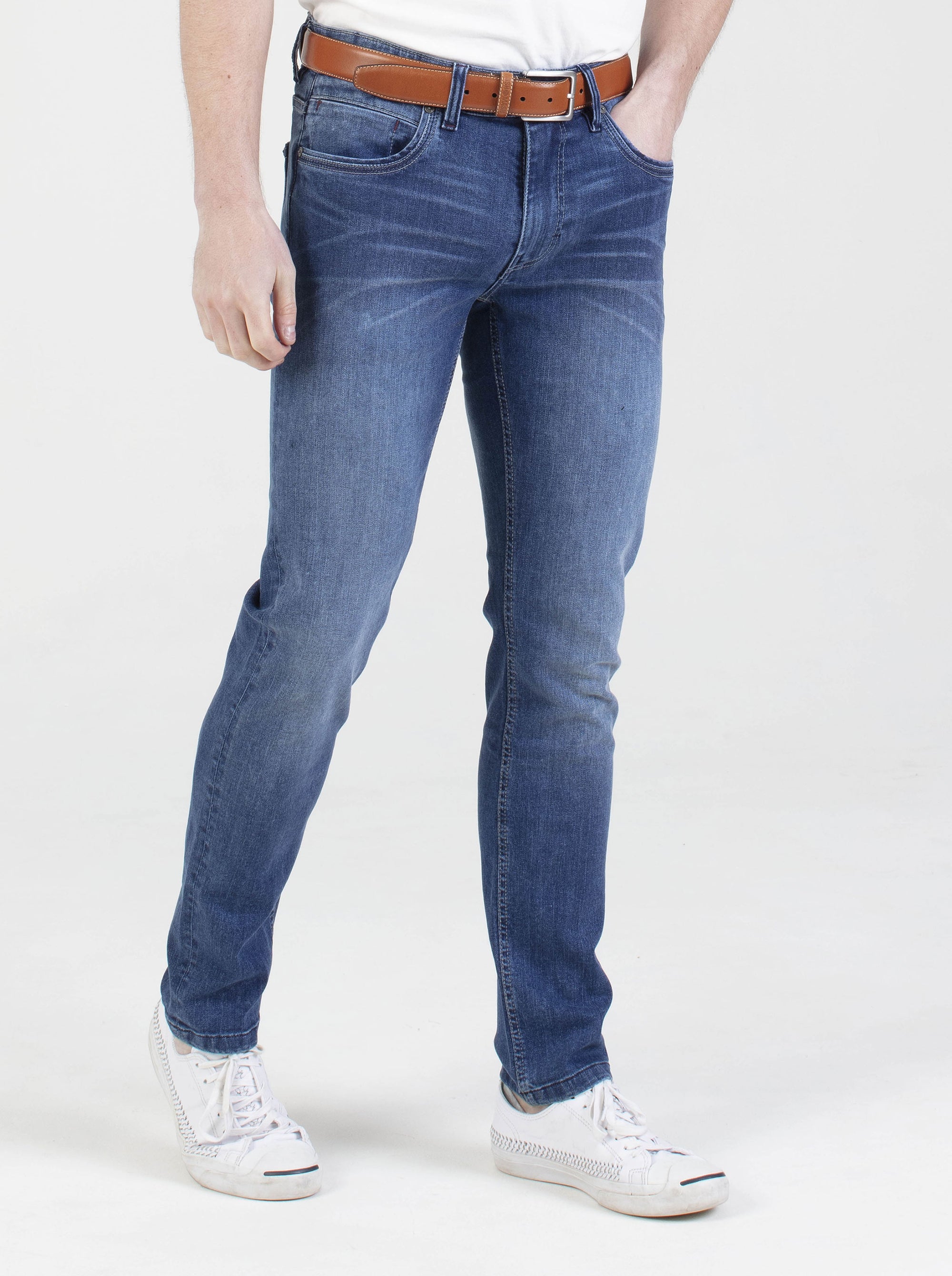 Stretch mens light wash tapered fit denim jean mish mash