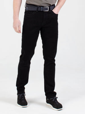 Stretch mens brushed black tapered fit denim jean mish mash