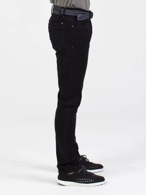 Stretch mens brushed black tapered fit denim jean mish mash