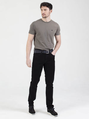 Stretch mens brushed black tapered fit denim jean mish mash