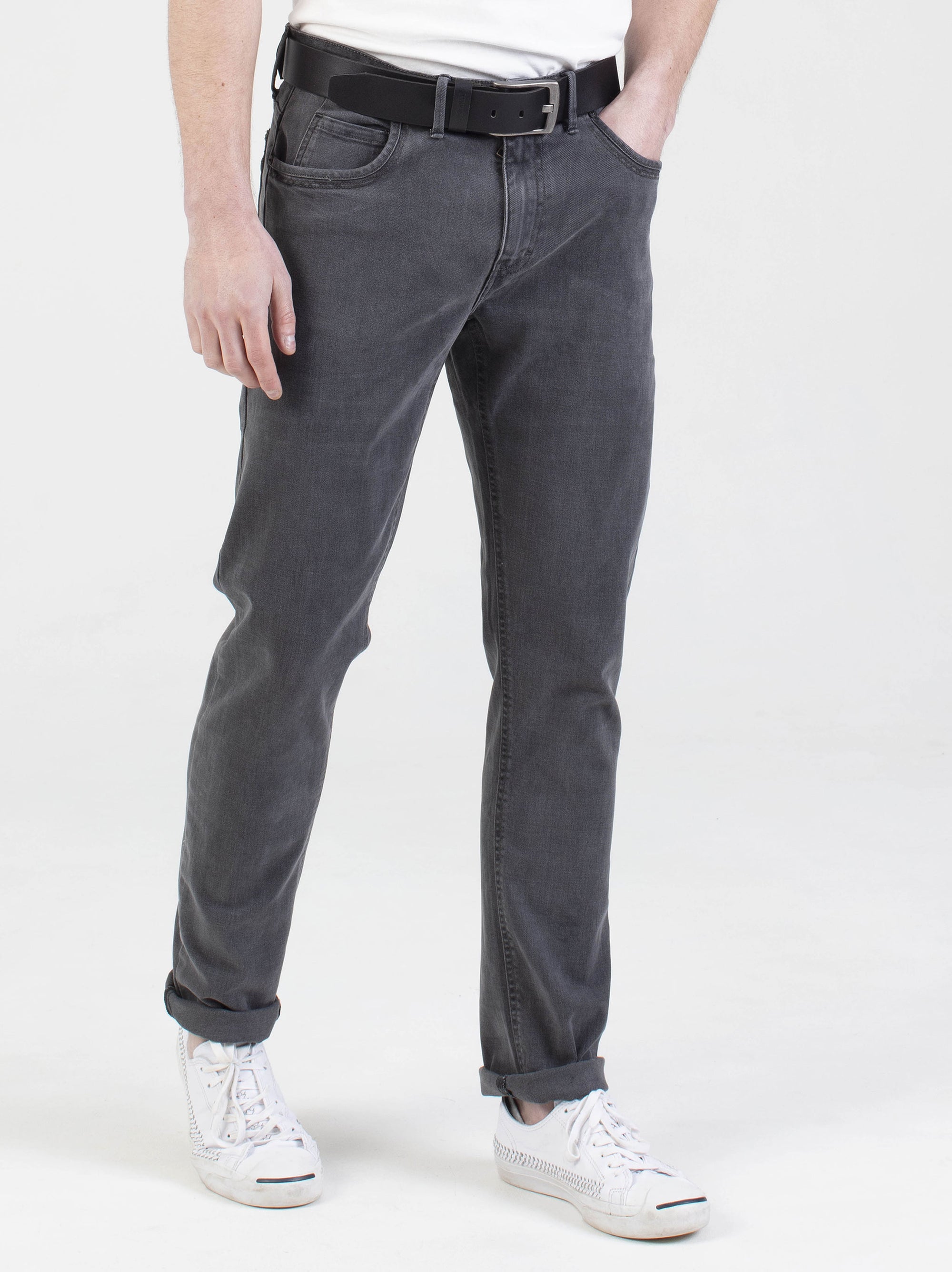 Stretch mens brushed grey tapered fit denim jean mish mash