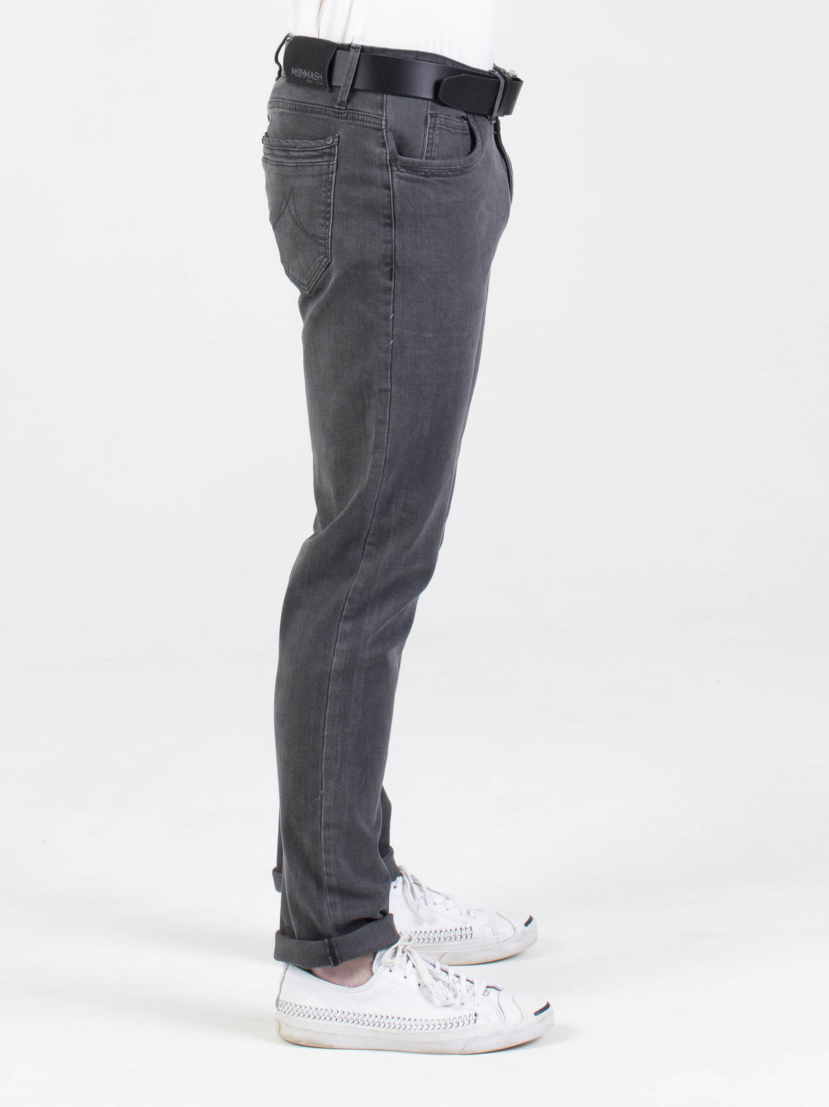 Stretch mens brushed grey tapered fit denim jean mish mash