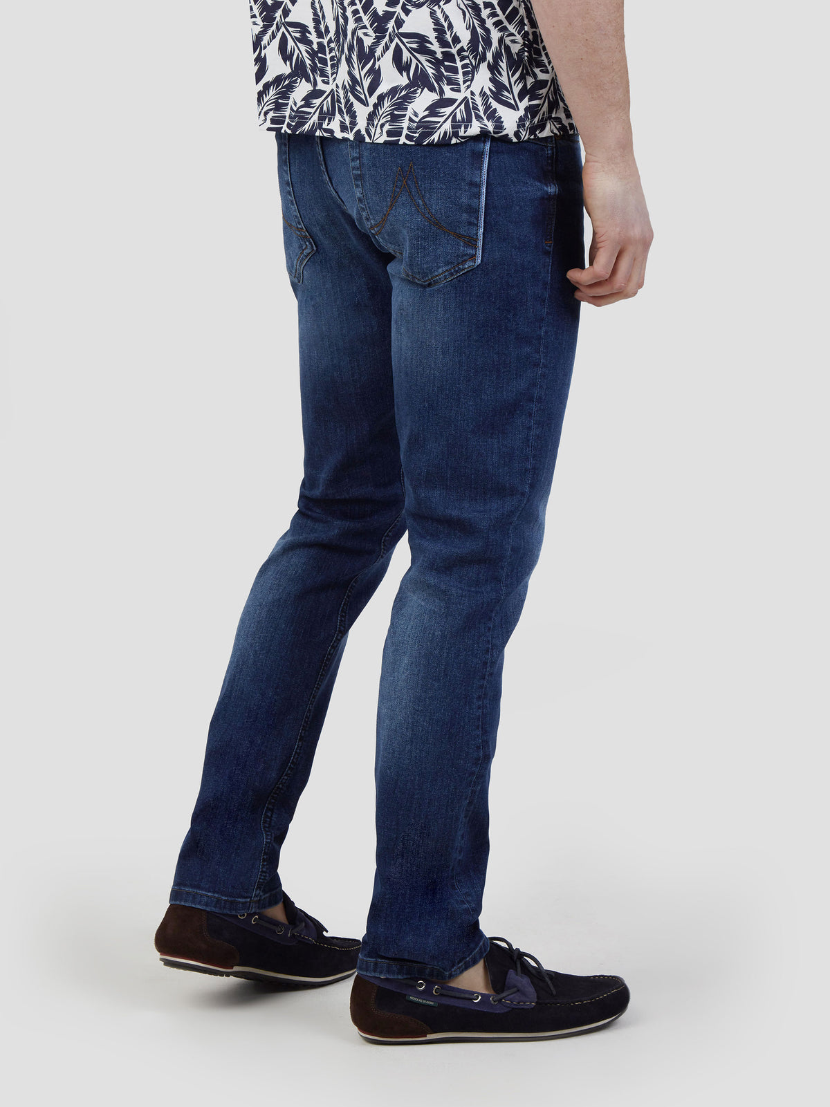 Stretch mens mid wash fashion tapered fit denim jean mish mash