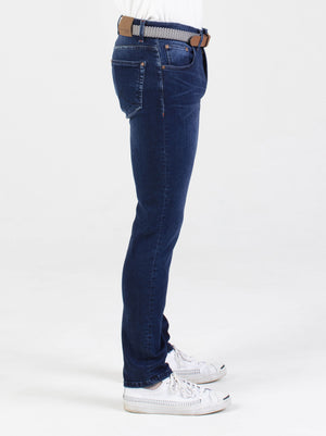 Hyper flex stretch comfortable mens indigo blue wash tapered fit denim jean mish mash flex