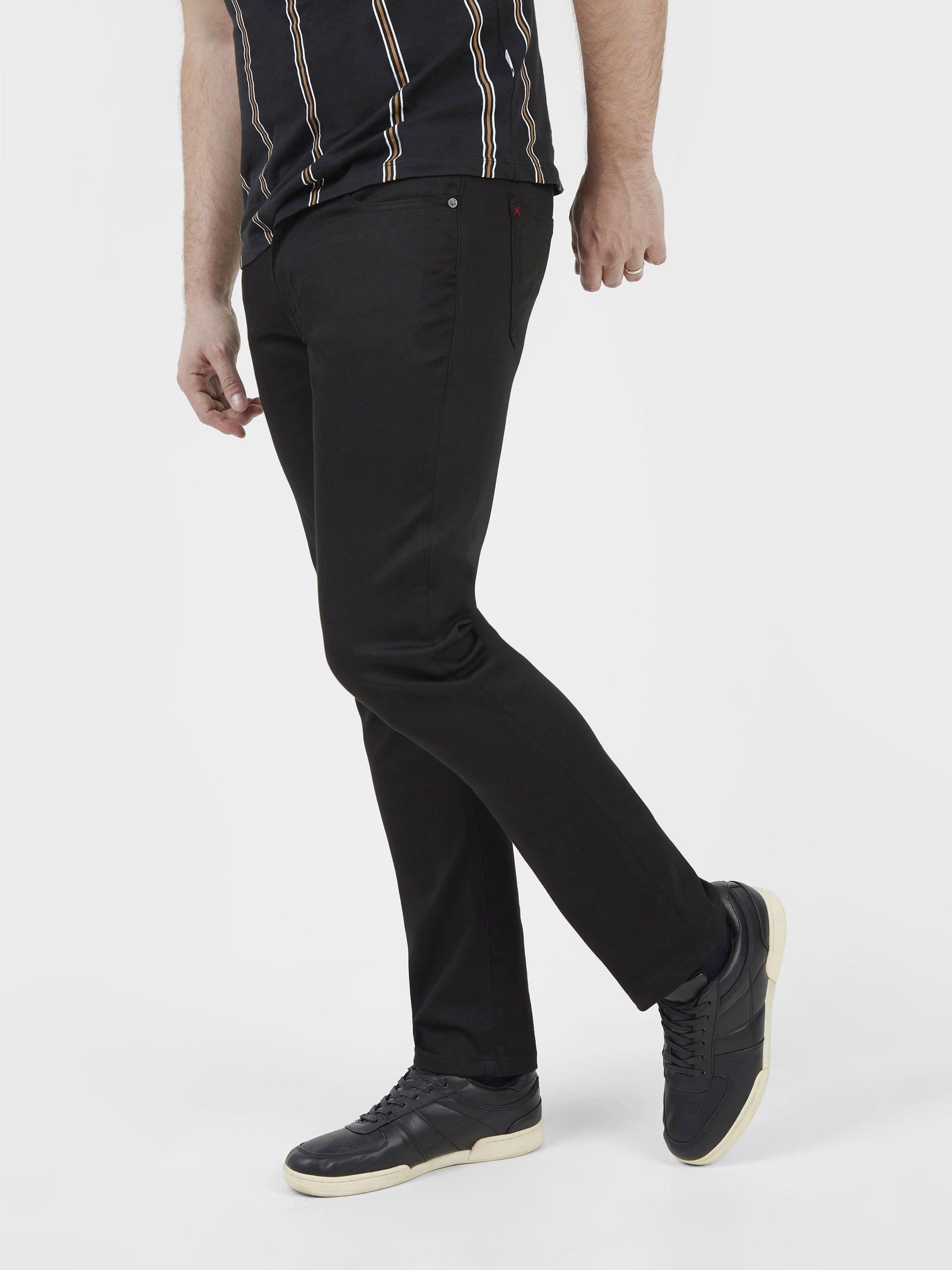 Hyper flex stretch comfortable mens stay forever black tapered fit denim jean mish mash flex