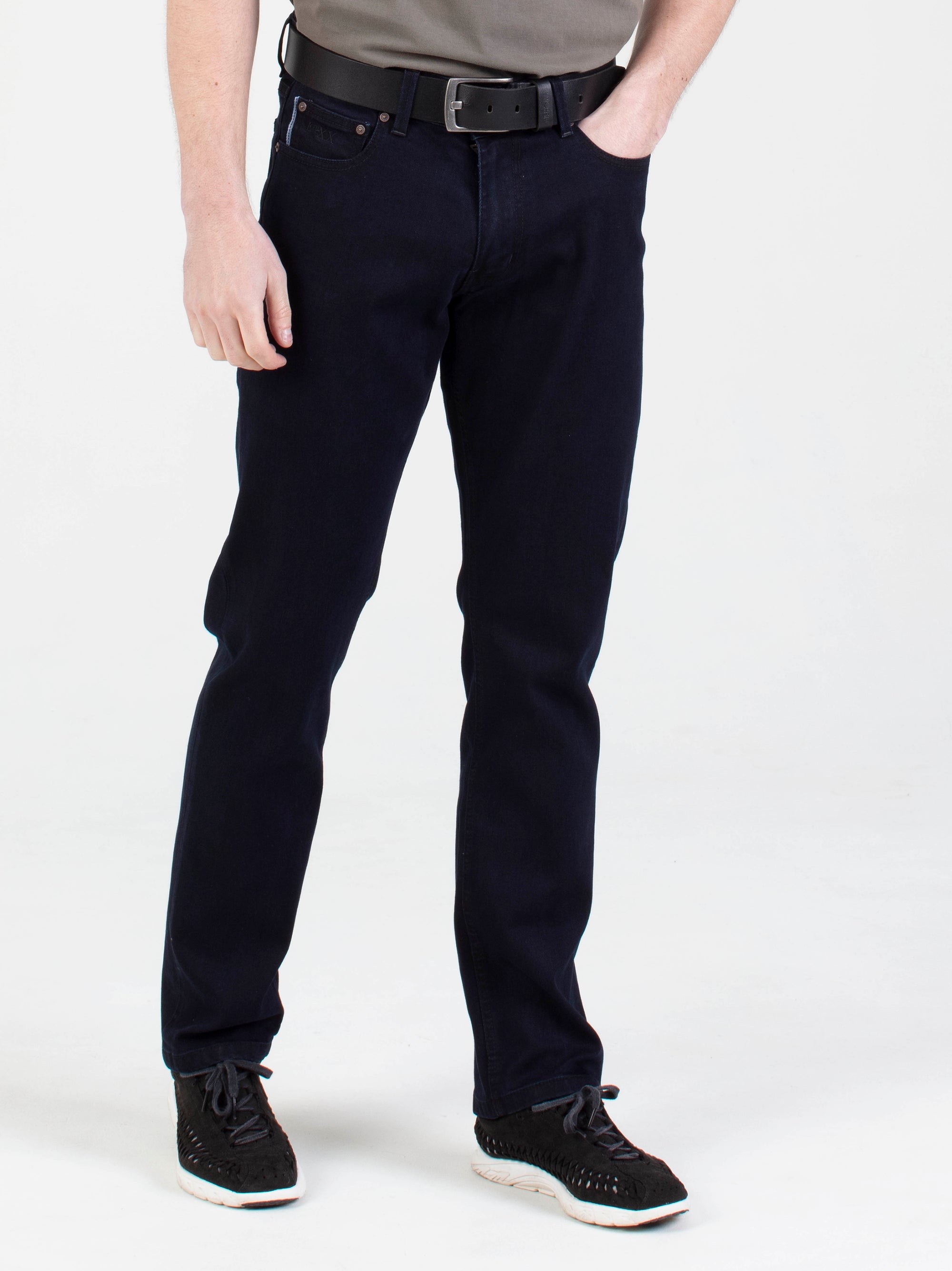 Stretch mens essential classic night blue dark clean smart tapered fit denim jean mish mash lot xx