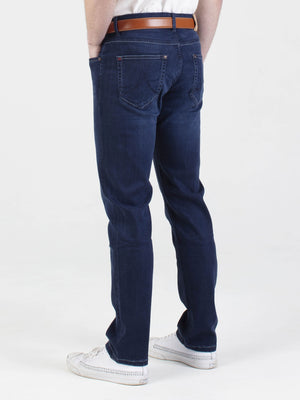 Extra stretch comfortable mens dark blue classic wash tapered fit denim jean mish mash lot xx