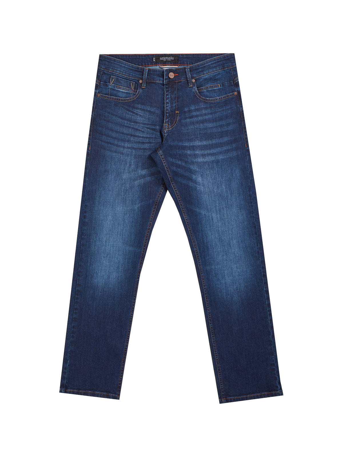 Stretch mens classic essential core mid wash tapered fit denim jean mish mash