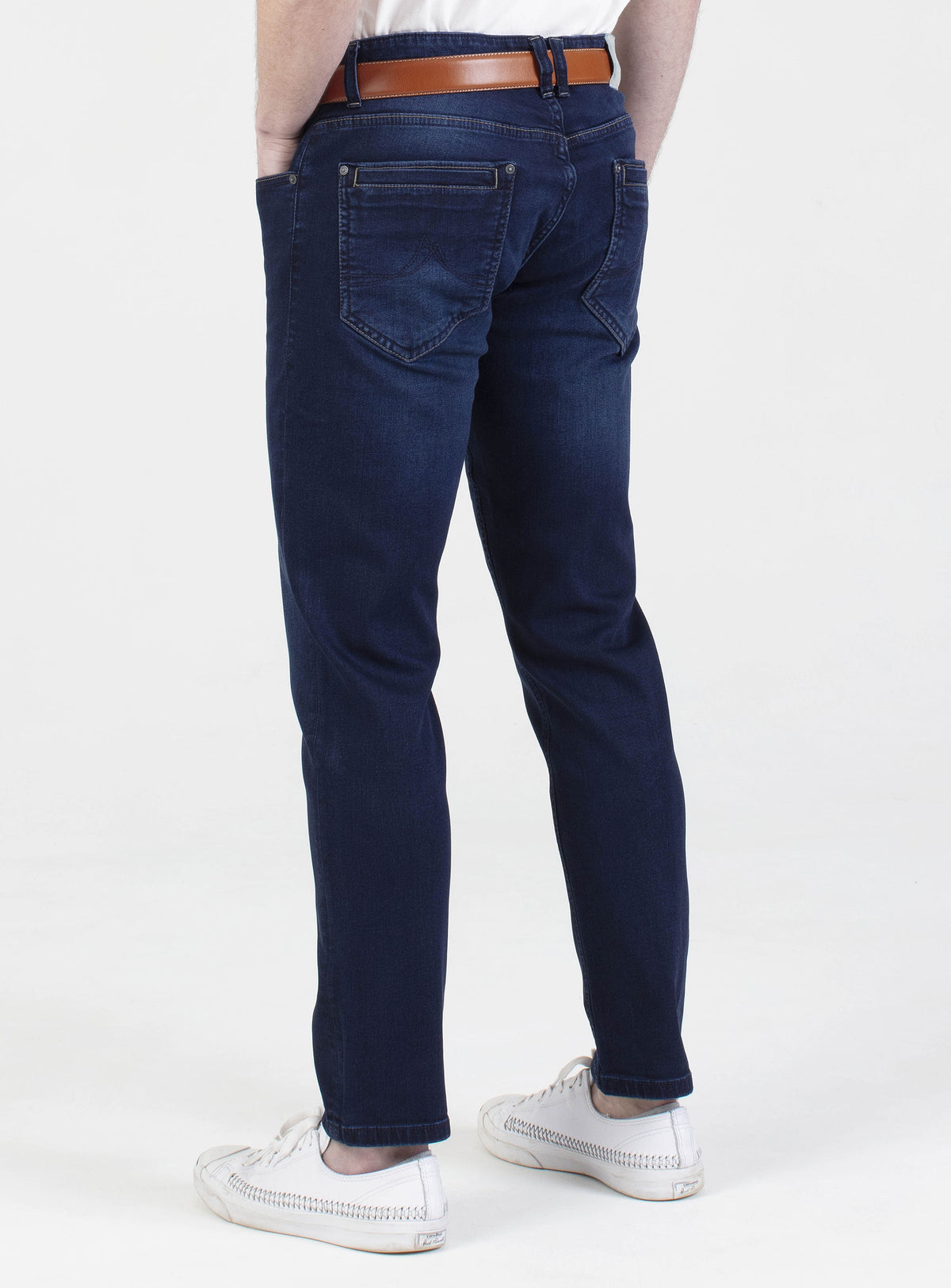 Stretch mens blue blue indigo wash tapered fit denim jean mish mash