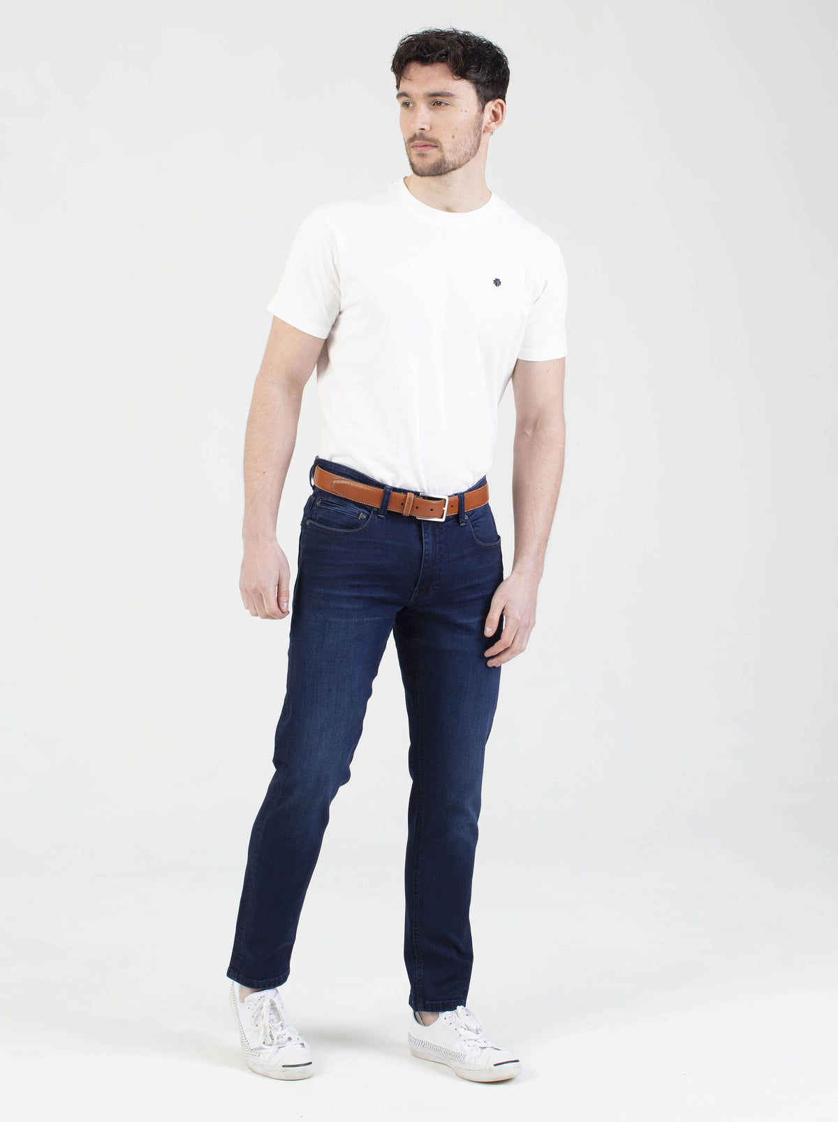 Stretch mens blue blue indigo wash tapered fit denim jean mish mash