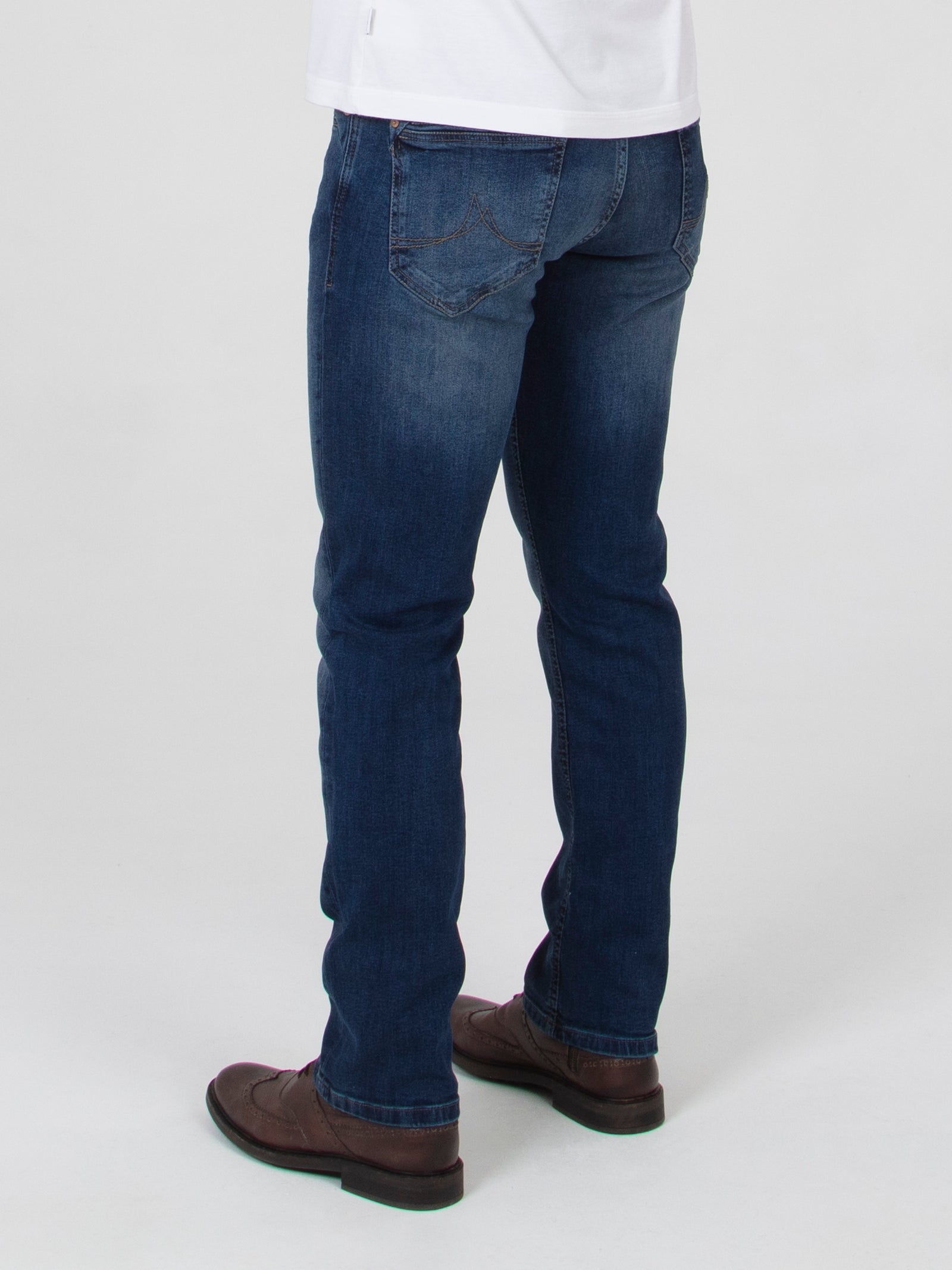 Stretch mens mid wash straight fit denim jean mish mash