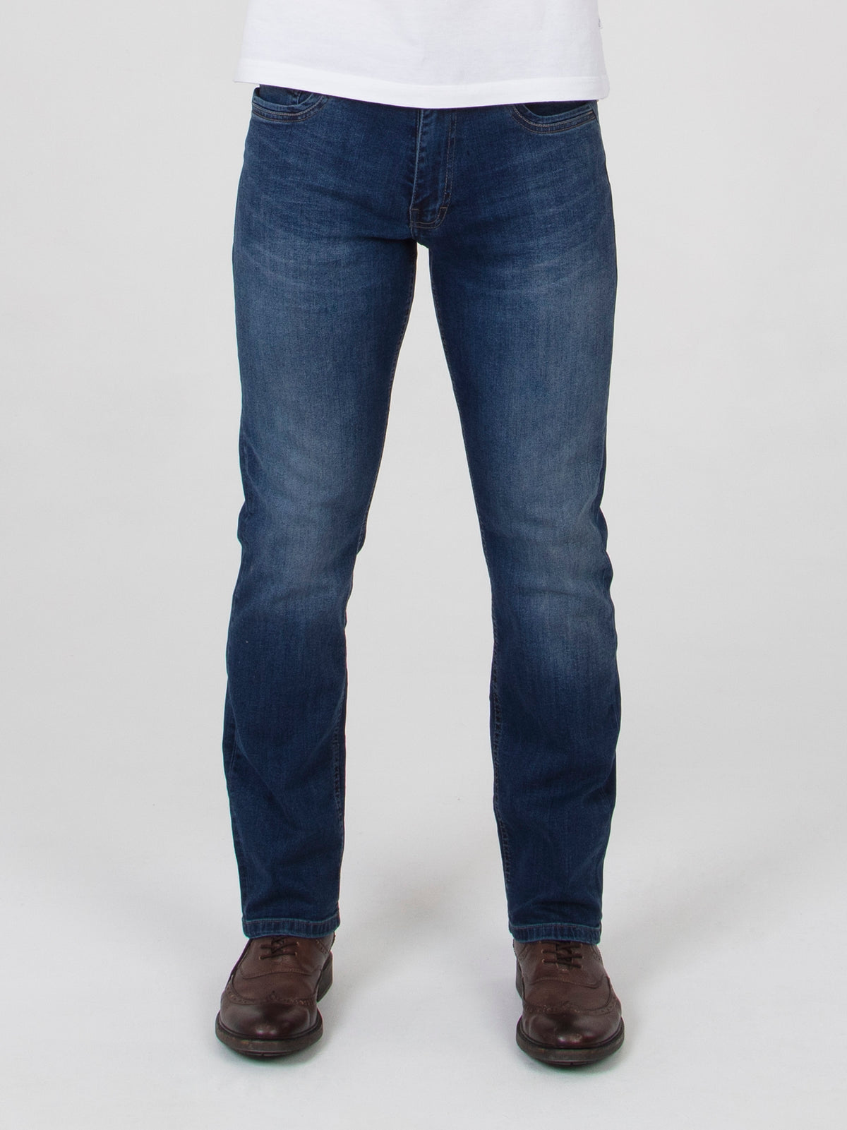 Stretch mens mid wash straight fit denim jean mish mash