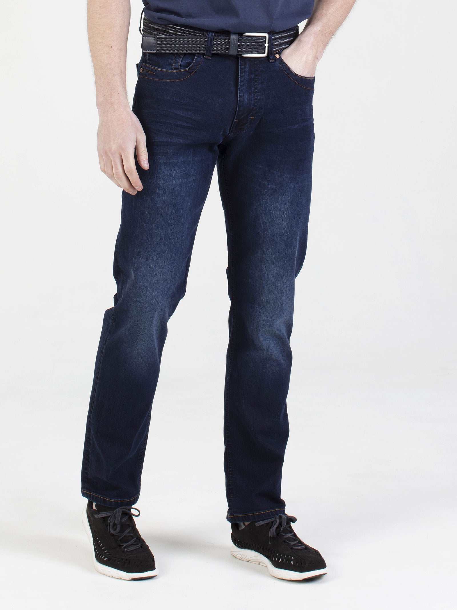 Stretch mens blue black dark wash straight fit denim jean mish mash