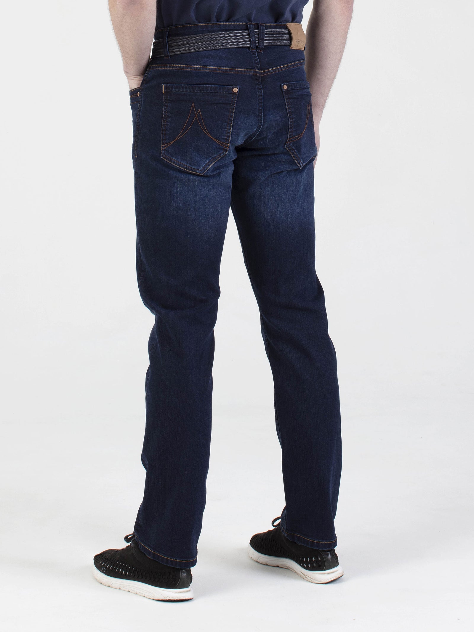 Stretch mens blue black dark wash straight fit denim jean mish mash