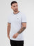Regular fit waffle-like texture cotton white short sleeve T-shirt mish mash jeans