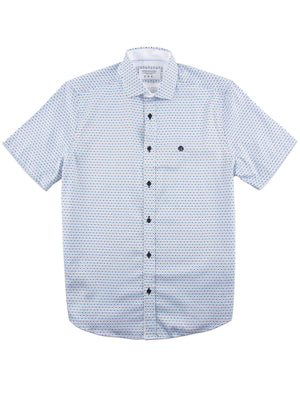 Regular Fit Noro White Printed Short Sleeve Shirt