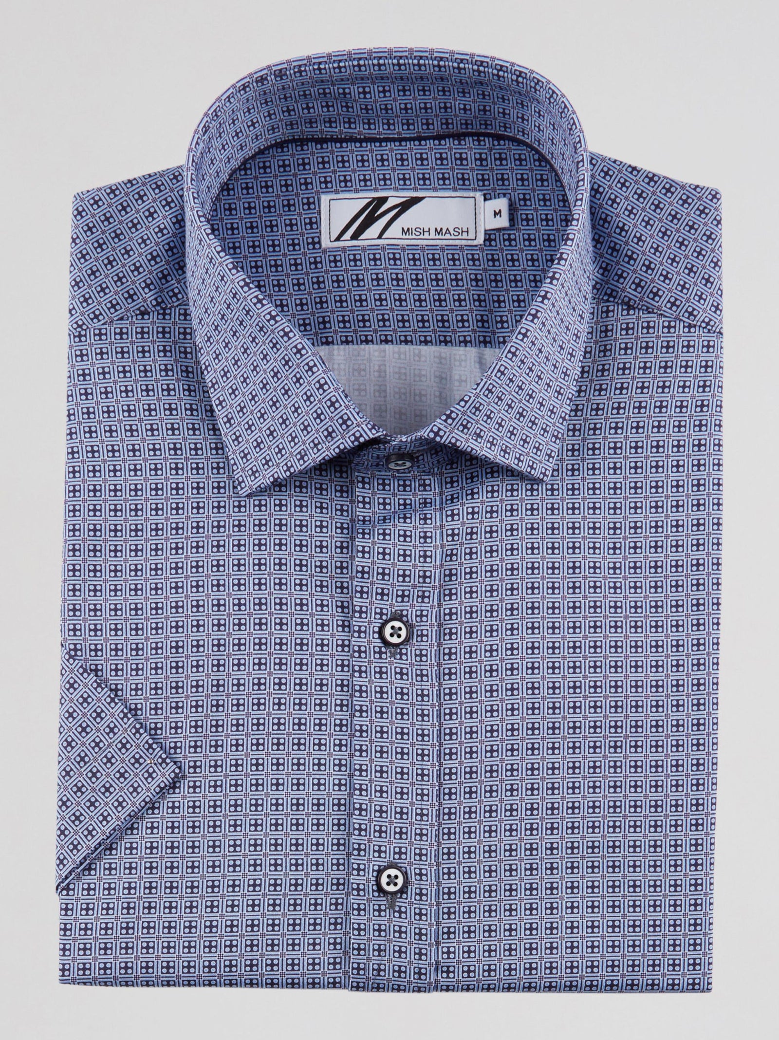 Regular Fit Sandbar Navy Printed Short Sleeve Shirt