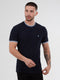 Regular fit waffle-like texture cotton navy short sleeve T-shirt mish mash jeans