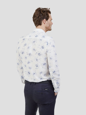 Regular Fit Bora White/Blue Floral Long Sleeve Shirt