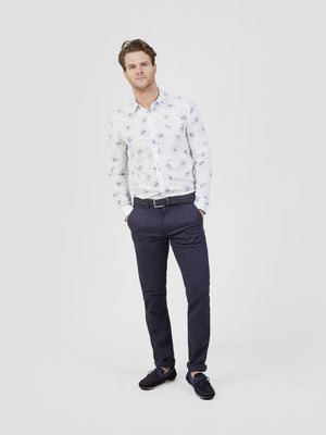 Regular Fit Bora White/Blue Floral Long Sleeve Shirt