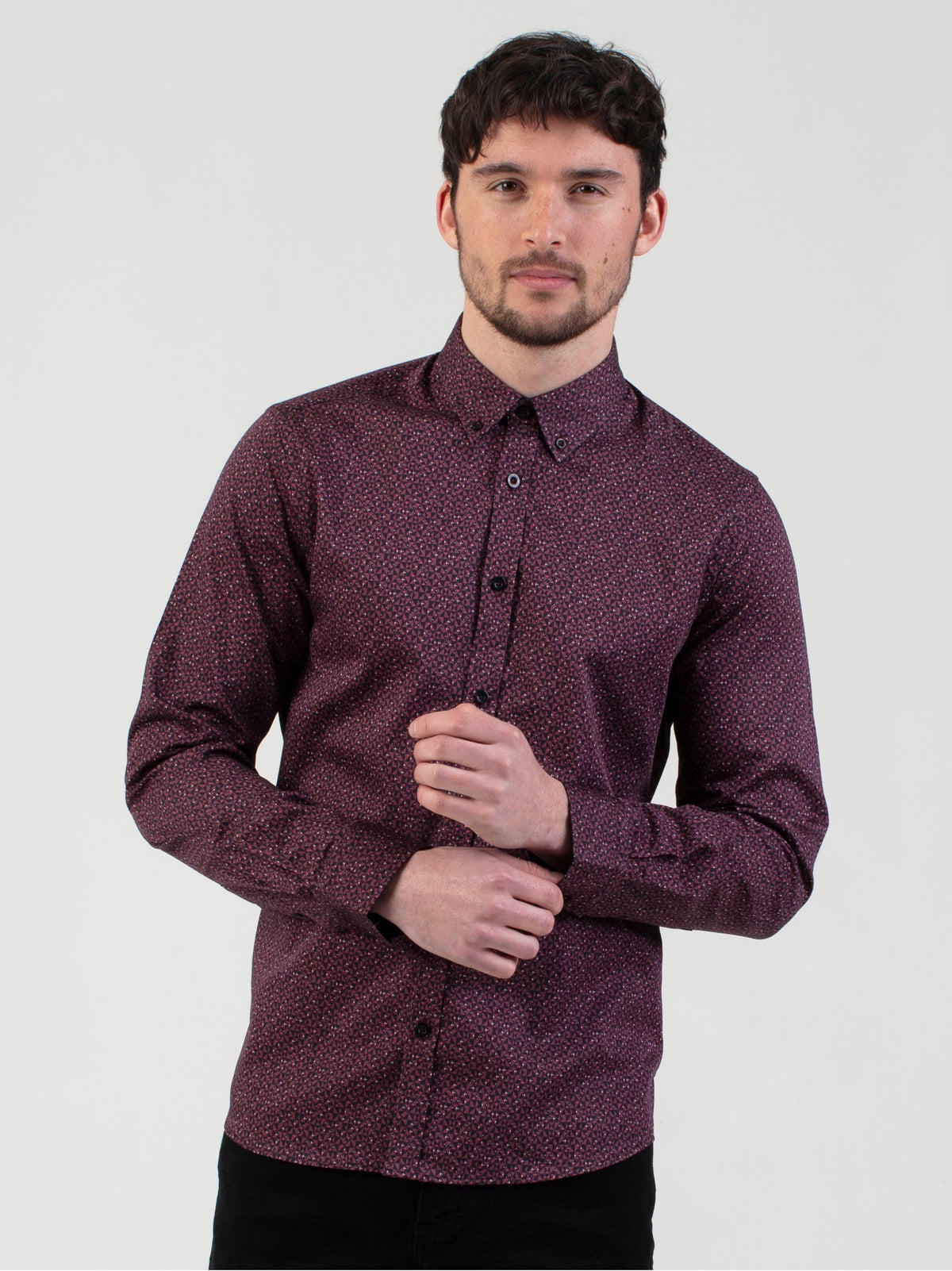 cedric-burgundy-printed-mens-smart-long-sleeve-shirt-mish-mash