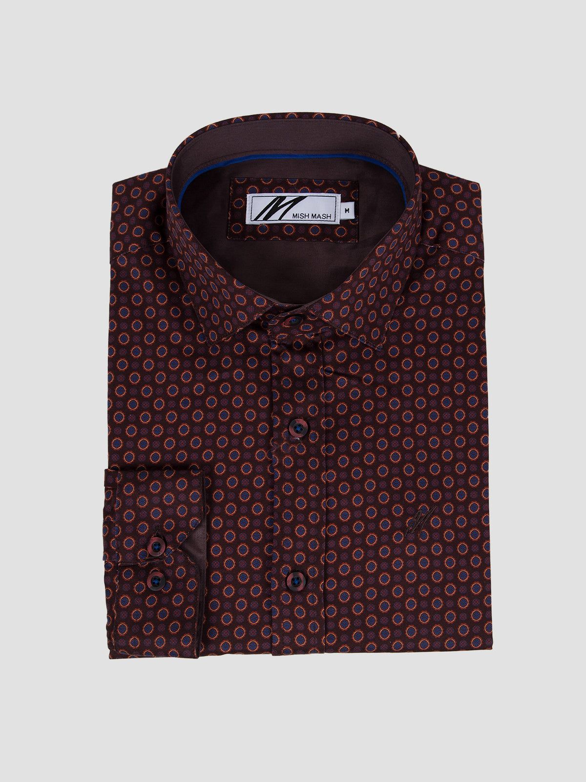 Regular Fit Disco Burgundy Printed Long Sleeve Shirt