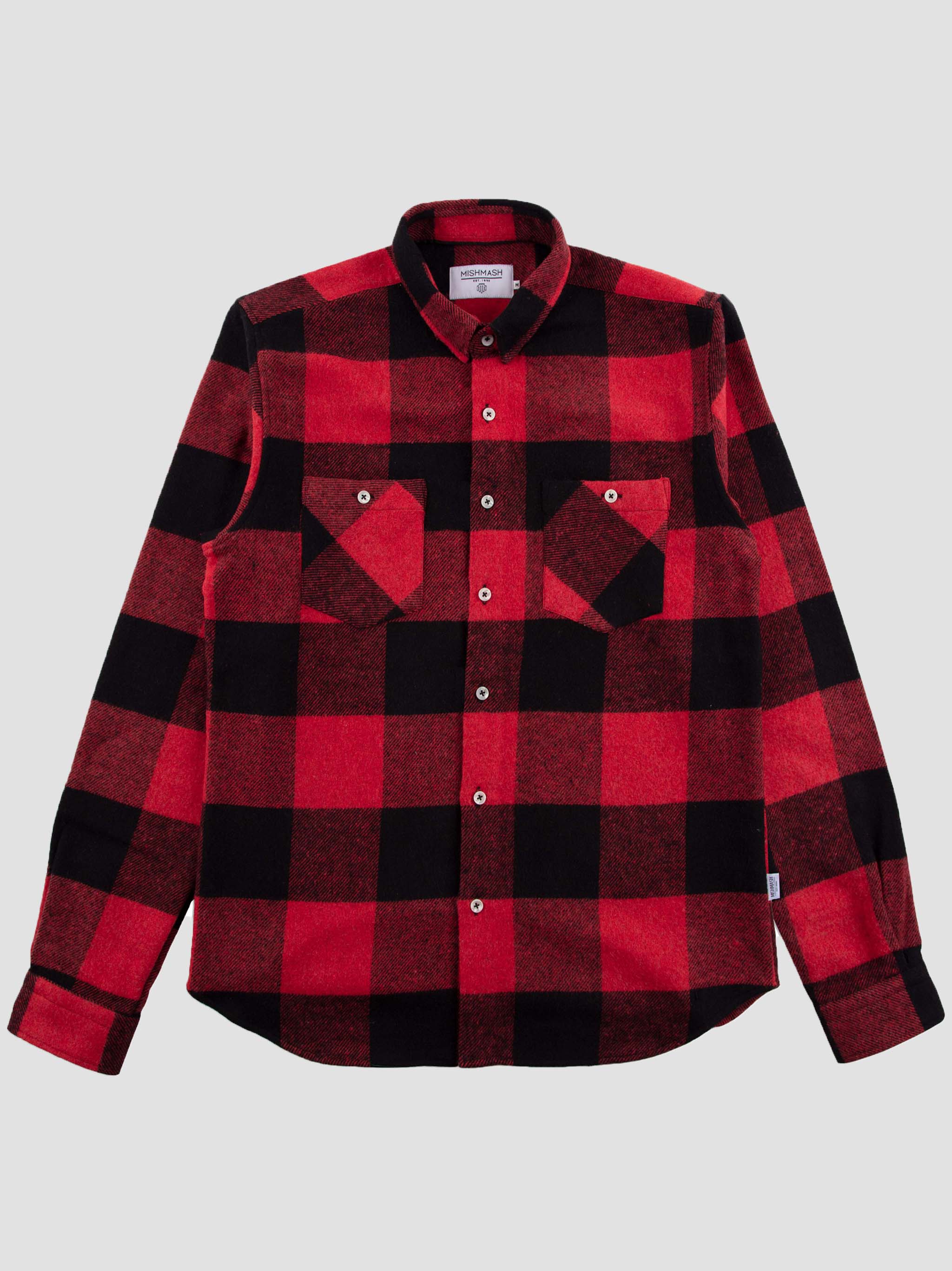 Regular Fit Hammer Red/Black Brushed Check Long Sleeve Shirt