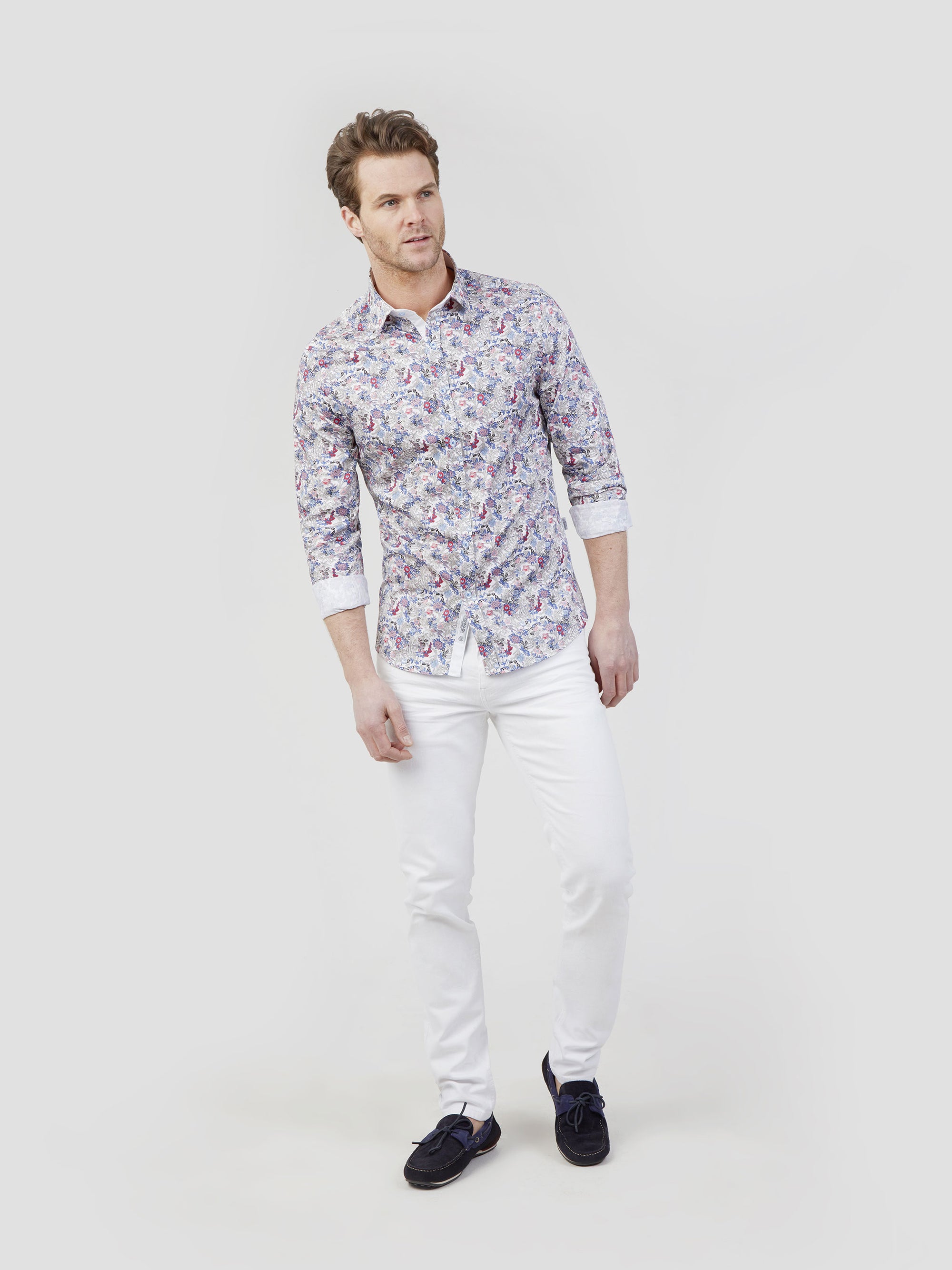 Regular Fit Maya Off White Printed Long Sleeve Shirt