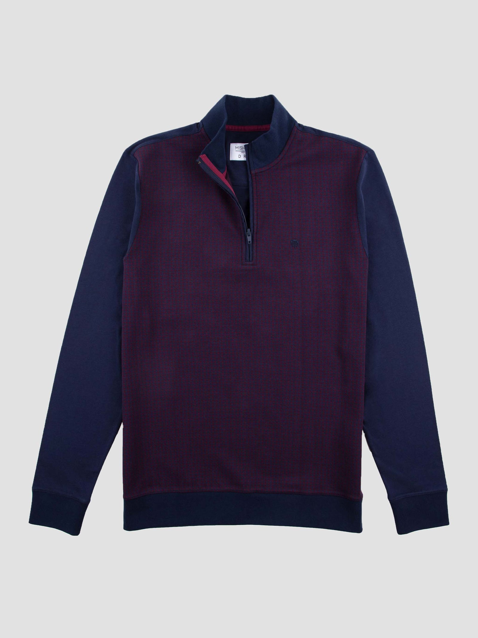 Regular Fit Hibok Navy/Wine Funnel Neck Sweater