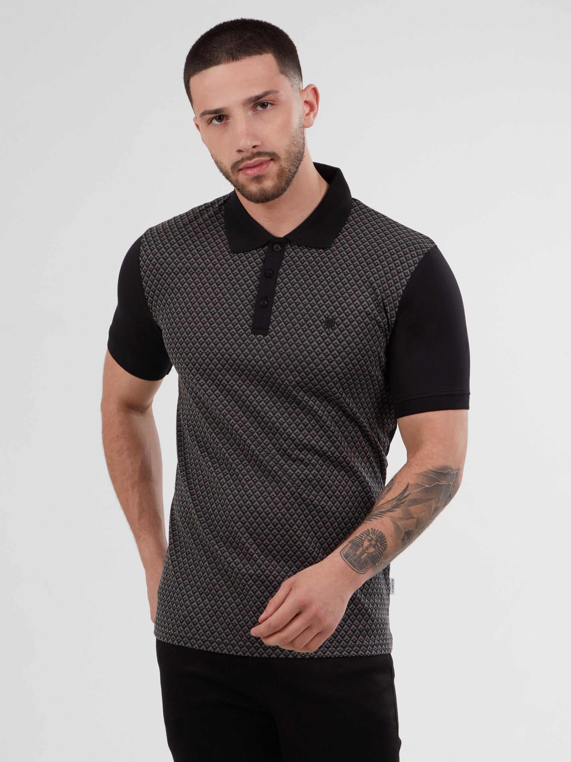 Regular Fit Sirus Black Printed Jersey Polo