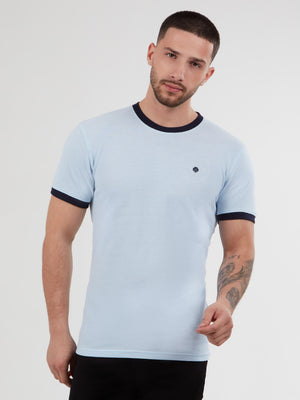 Regular Fit Raft Sky Blue Pique T-Shirt