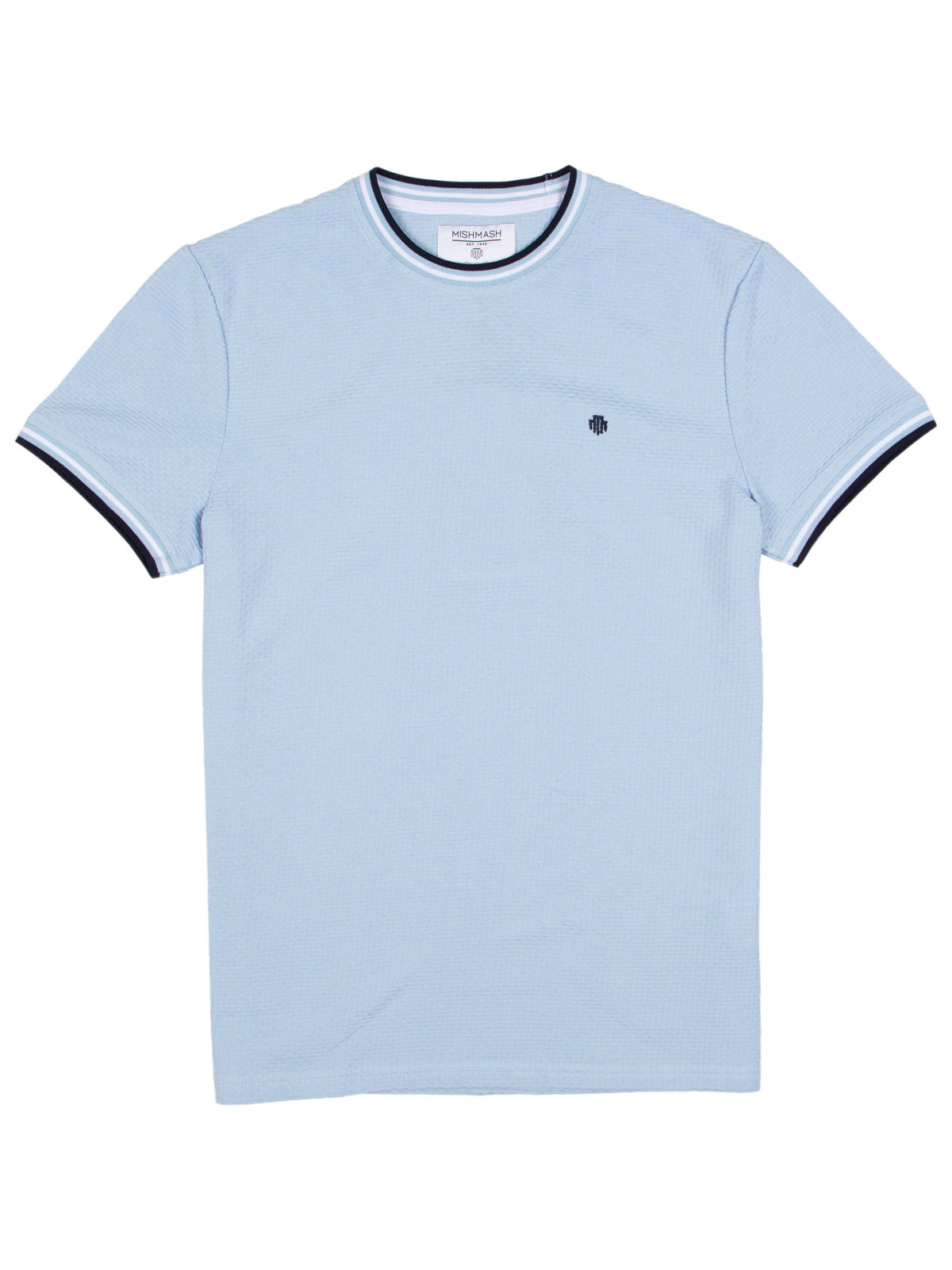 Regular Fit Textured Cotton Jersey Stockholm Sky Blue T-Shirt