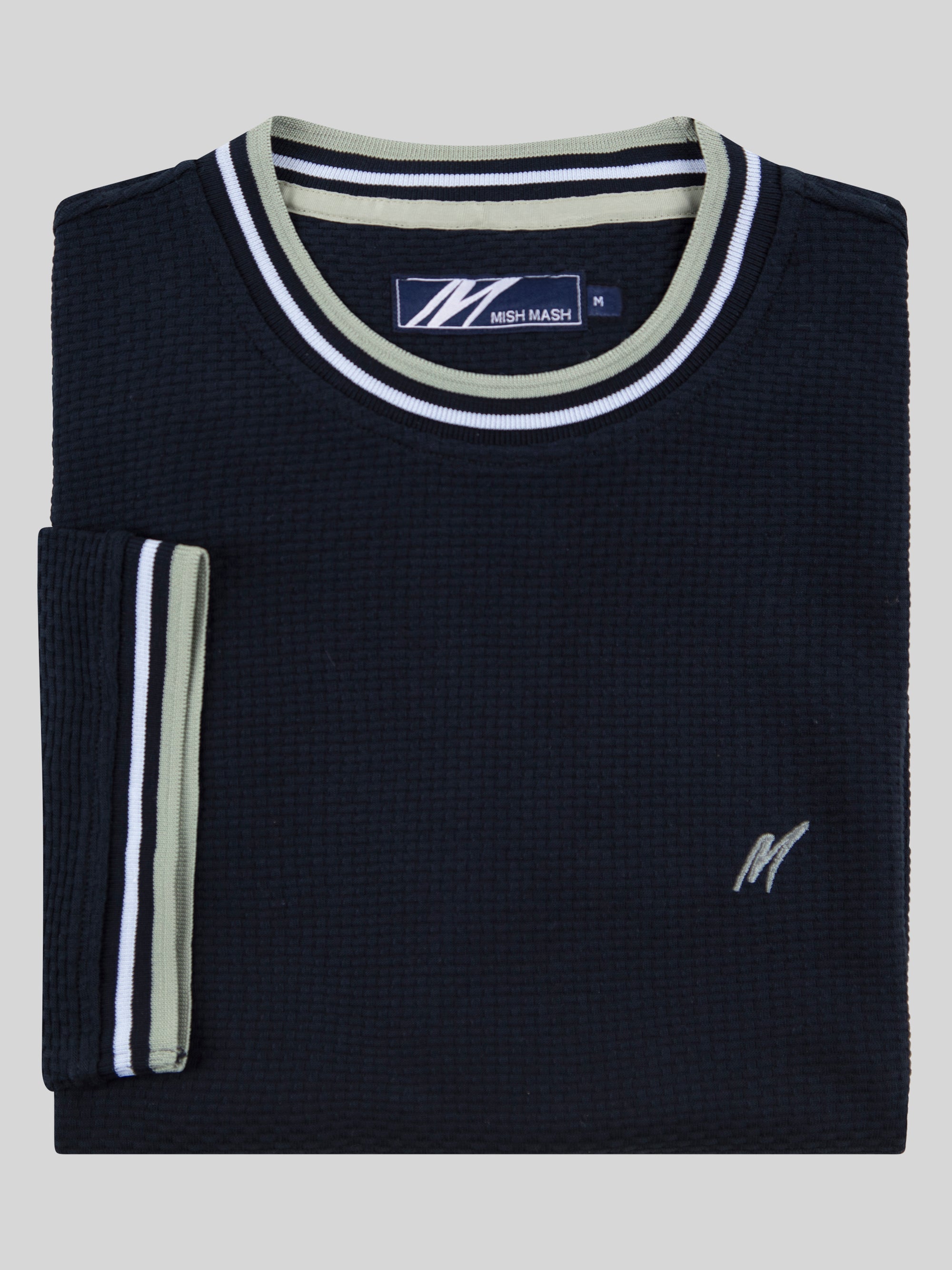 Regular Fit Textured Cotton Jersey Stockholm Ink T-Shirt