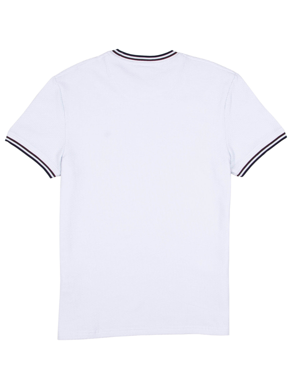 Regular fit waffle-like texture cotton white short sleeve T-shirt mish mash jeans