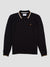 Regular Fit Textured Cotton Jersey Stockholm Black Long Sleeve Polo