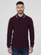 Regular fit mens cotton jersey burgundy long sleeve polo mish mash jeans