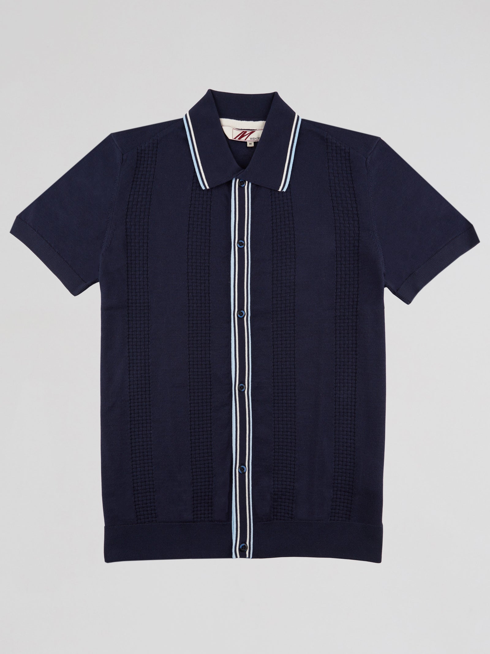 Regular Fit Tiger Navy Knitted Short Sleeve Shirt