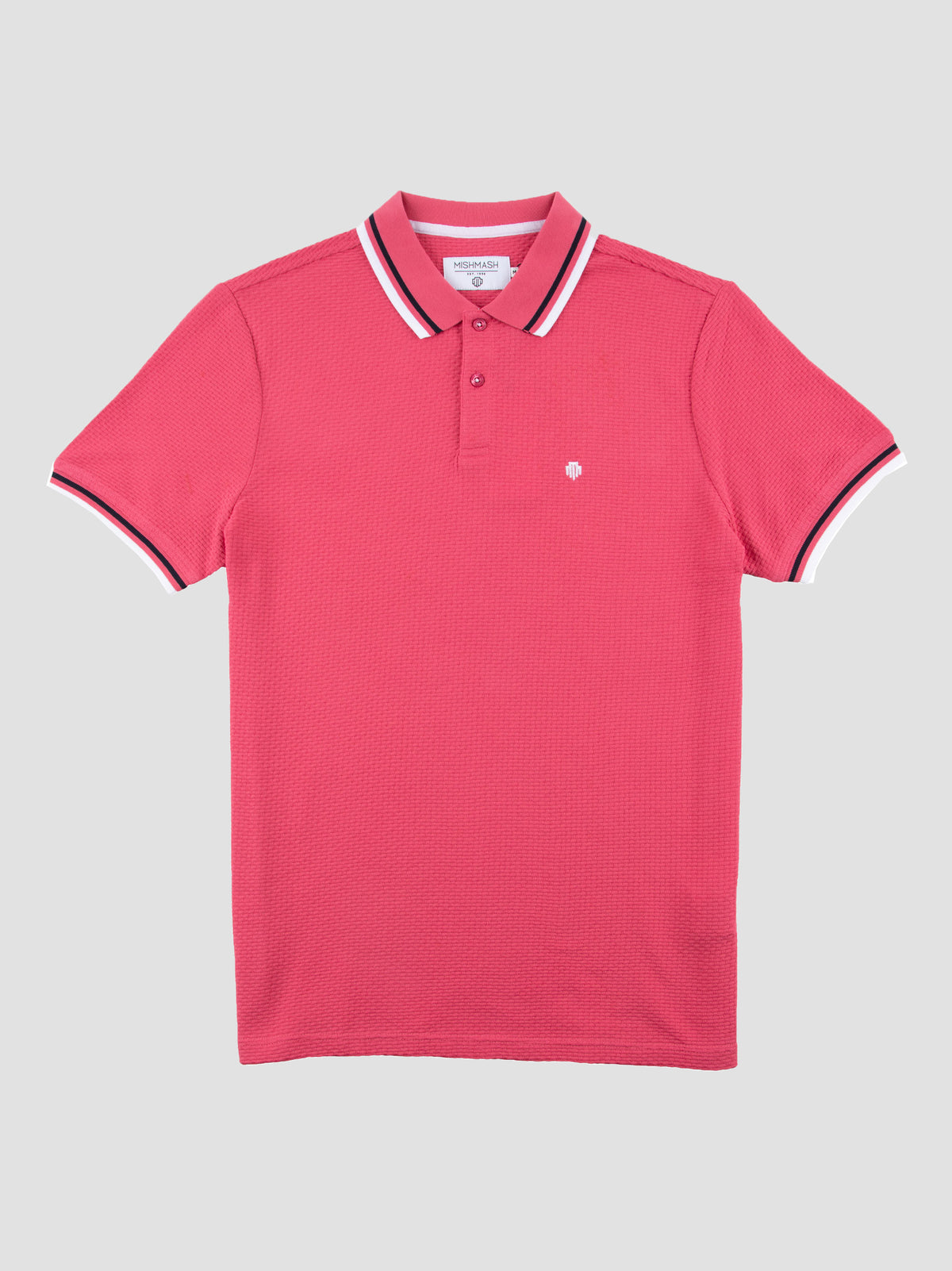 Regular Fit Textured Cotton Jersey Stockholm Pale Red Polo