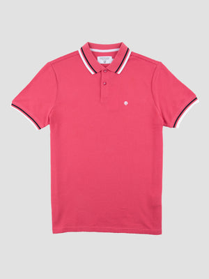 Regular Fit Textured Cotton Jersey Stockholm Pale Red Polo