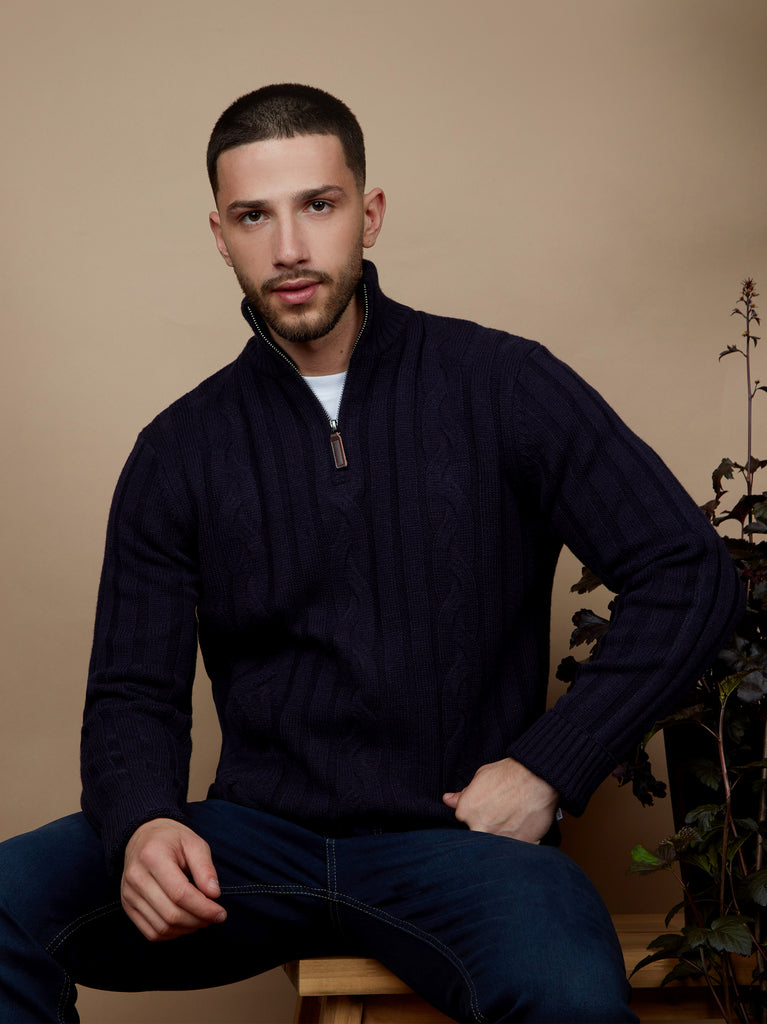 2981-CABLE-NAVY-QUARTER-ZIP-